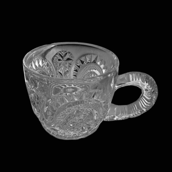 EAPG L.E. Smith Pinwheel Stars Punch Cups Set of 6 Clear Vintage Glass Excellent - Picture 6 of 7